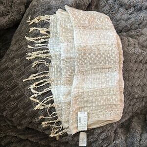 Maurices Cream Scarf with Woven Texture and Decorative Tassels